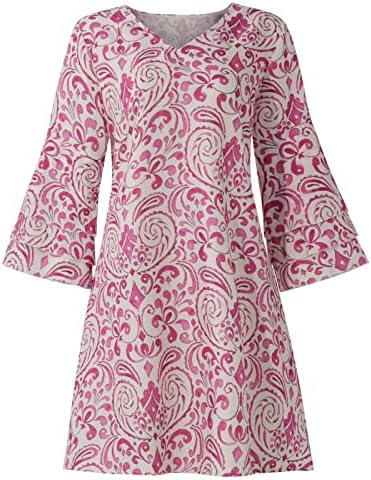 Ženska haljina, ležerna Mini haljina s izrezom u obliku slova 3/4 s cvjetnim rukavima, ljetne Vintage široke haljine od tunike 2023