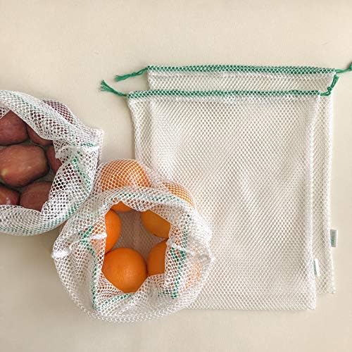 Eko mrežasta vrećica za voće i povrće, set od 4 komada, izrađena u SAD - u, bez otpada, za proizvode i skladištenje, zamjenjuje vrećicu