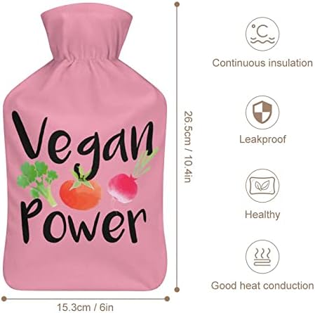 Veganska snaga tiskana boca s toplom vodom s mekim plišanim poklopcem gumena vreća za ubrizgavanje vode 1000ml