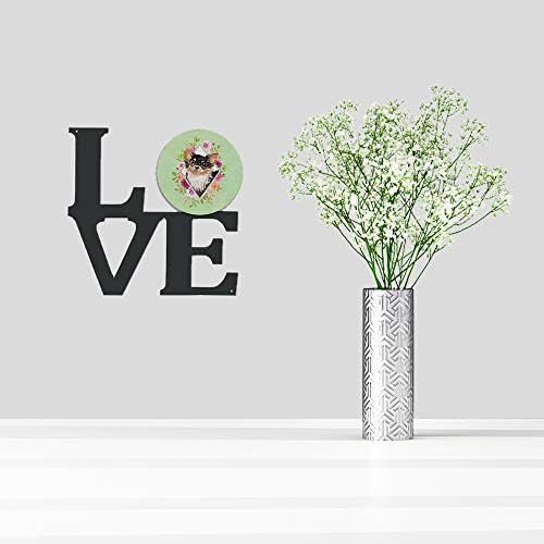 Caroline ' s treasures 94385 $ dugodlaka Chihuahua zeleno cvijeće metalna zidna slika Ljubav,