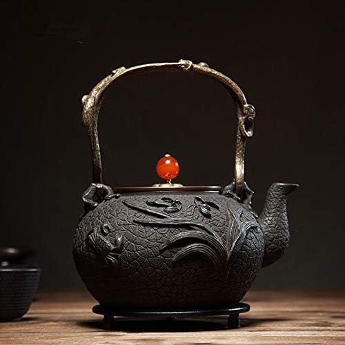 Željezni čaj od čajnog čajnika Japanski željezni čajnik ručno izrađen kungfu čaj od poklopca, kineski čajnik, pibm, crni, 1200 ml