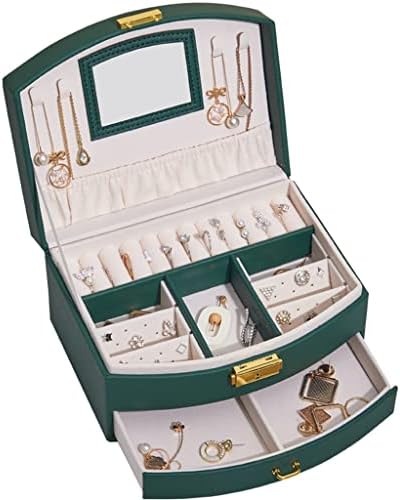 Czdyuf kožna kutija za nakit Organizator nakit Organizator Multifunkcionalne kutije za pohranjivanje naušnica s ogledalima s ogledalom