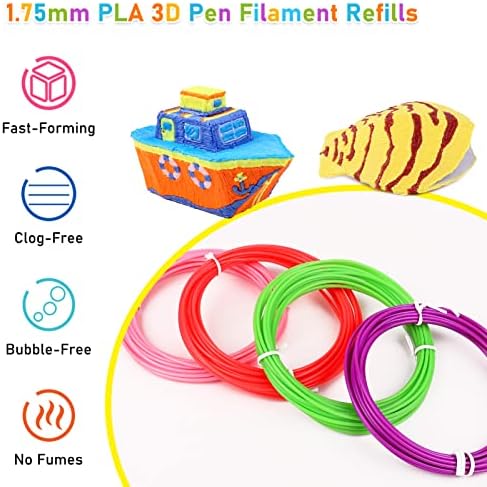 FIROS PLA 3D PEN filament za punjenje paketa, 32 boje 3D PA PLA Filament, svaka boja 16.4 ft, 3D ispis olovka PLA filament, kompatibilno