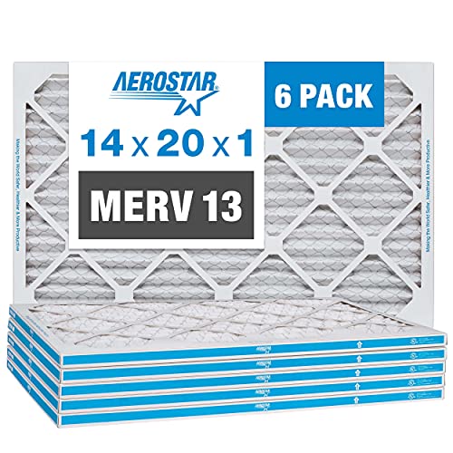 Nabran filter zraka Aerostar 14x20x1 MERV 13, filter za peći ac, 6 komada i uvijen filter zraka 20x20x1 MERV 8, filter za peći ac