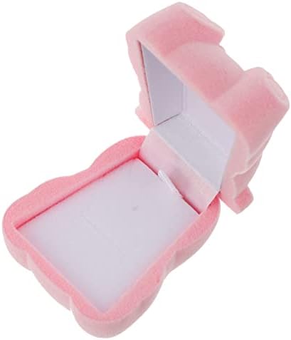 CLISPID Prsten držač ogrlice kutija za prstenje u obliku medvjeda luksuzna flanelska kutija za nakit naušnice poklon kutija ponuda