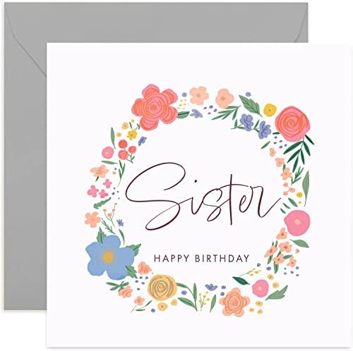 Old English Co. Sestra sretan rođendan čestitka - slatka slatka cvjetna kartica za svoju sestrinsku čestitku | Cvjetni sretan rođendan