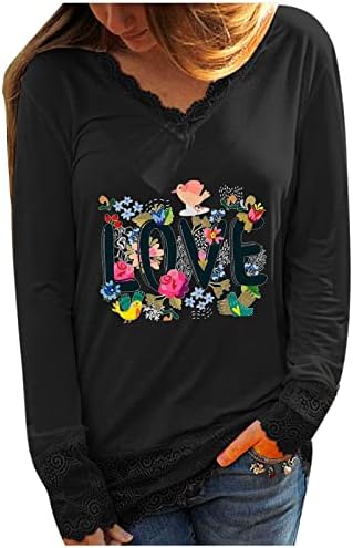 Ženske majice dugih rukava majica za Valentinovo majica pulover dugih rukava modni gornji dio s okruglim vratom