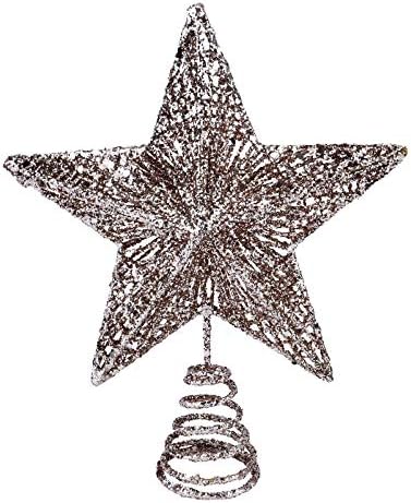 Didiseaon Božićni dekor božićno drvce Topper Star Božićno drvce Zlatna zvijezda blistala zvijezda Xmas Tree Topper za ukras za božićno