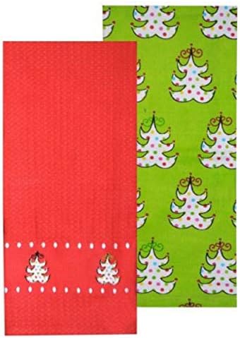 Mainstreet kolekcija Crveno i zeleno odmor božićno drvce set ručnika od pamuka od dva