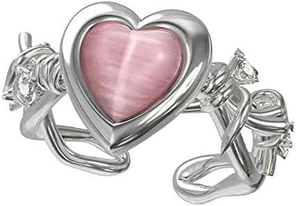 Prstenovi za 3 prsta za žene prsten sa šiljastim srcem ružičasti Opal nakit od srca breskve otvoreni prsten ženski dizajn elitni poklon