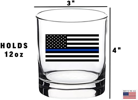 Taktička tanka plava linija staromodna čaša za viski poklon policajcu za provođenje zakona