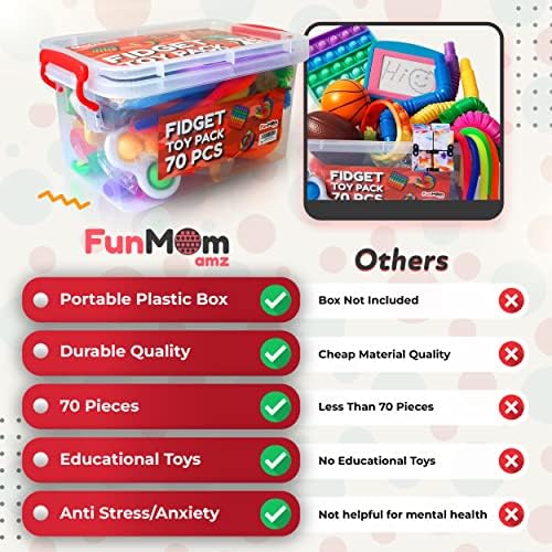 FunMom-Amz Fidget Toys 70 PCS senzornih igračaka | Box Box Box Uskrs zabave za učionicu | Pop It & Fidgets igračke za oslobađanje anksioznosti