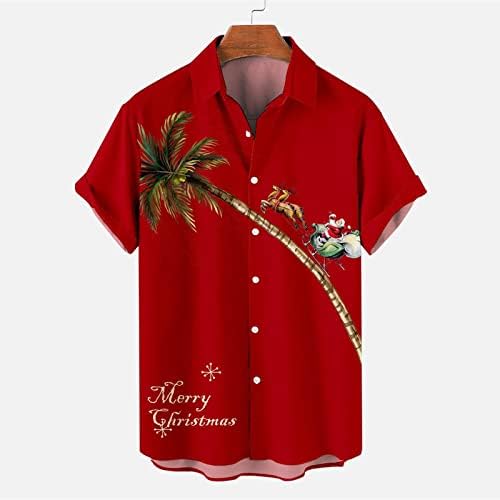 Gdjgta muške tiskane božićne košulje gumb za kratke rukave dolje košulje na plaži za majice za čovjeka super m