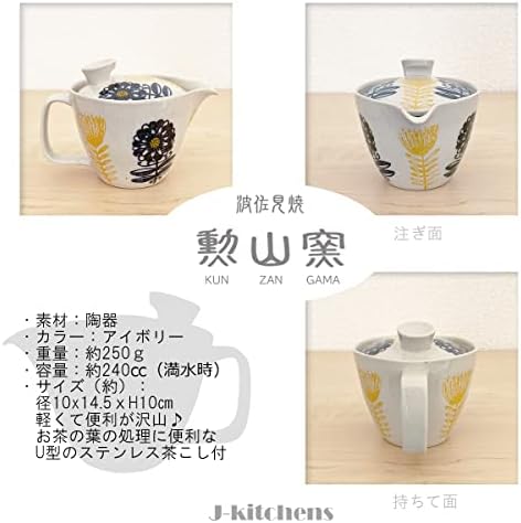 J-Kitchens 174619 Pot za čaj s čajnim cjedilo, 8,5 fl oz, za 1 do 2 osobe, hasami ware napravljen u Japanu, nordijskim hana, crno