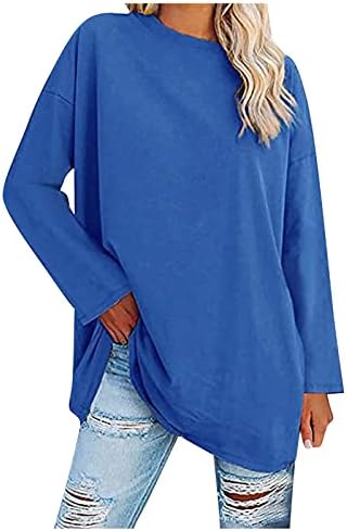Udobna majica s kapuljačom za Žene, Jednobojni zimski pulover izrađen od elegantnog poliestera s kratkim volanom i udobnim Dugim rukavima
