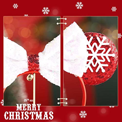 Božićna traka za glavu sa šljokicama i mišjim ušima, obruč za kosu s mašnom, slatka pokrivala za glavu od snježne pahulje, kostim za