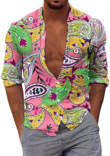 XXBR muški gumb dolje povremene košulje dugih rukava paisley boho print havajska košulja dizajnerska košulja o ovratnik plaža aloha