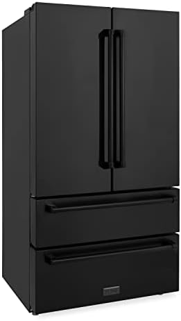 Z Line Kuhinja i kupka Zline 36 in. 22,5 Cu. ft samostojeći francuski hladnjak na vratima s proizvođačem leda u crni nehrđajući čelik