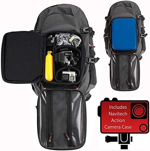 NavItech Action Camera Backpack & Blue Storage s integriranim remenom za prsa - Kompatibilno s Campk V30 Native 4K Action Camera