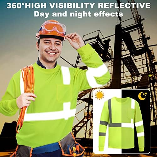 Nova majica za sigurnost visoke vidljivosti za muškarce, reflektirajuća radna košulja s dugim rukavima.