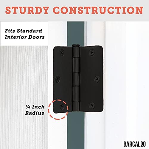 Barcaloo 12 pakiranja šarki na vratima crna 3,5 x 3,5 inča - Unutarnje šarke za vrata s uglovima od 1/4