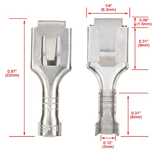 Baomain terminal ženskog konektora Spade Neosolacija 6,3 mm metalni presjek od 100