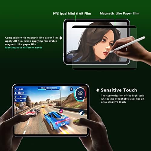 IPad Mini 6 Zaslon Zaštitnik Kompatibilan s iPad Mini 6 2021 za iPad Mini 6. generacija, Pys Mini 6 AR filter za prevlačenje Visoke