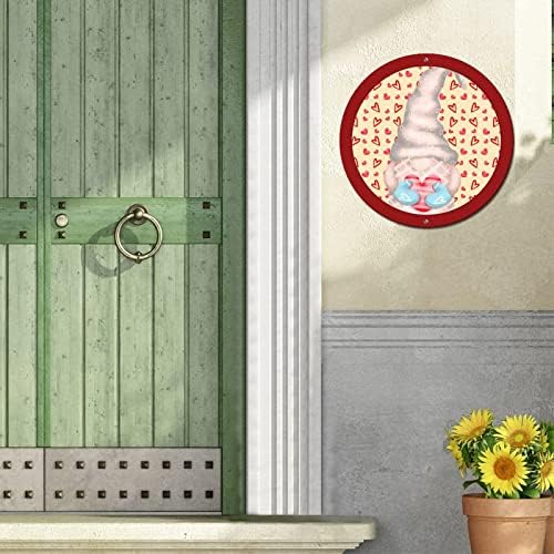 Okrugli metalni plaketi Valentinovo Šareni gnomi i ljubavni baloni Krug vijenac znak vintage sobe Znak na vratima nevolja za dvorišnu