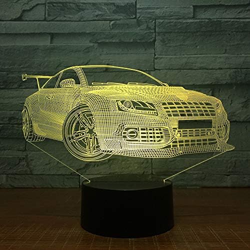 Jinnwell 3D trkački automobil noćna lagana lampica iluzija 7 boja za promjenu dodira prekidač stol stol za dekoraciju lampica akril