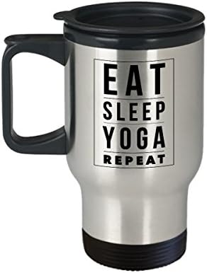 Šalica šalice za putničke šalice - Jedite spavanje joga ponovite - kava/čaj/piće vruće/hladno izolirano - smiješna novosti za odmor