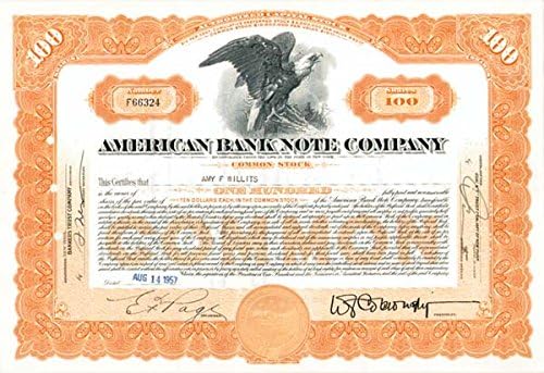 American Banknote Co. - Potvrda o razmjeni