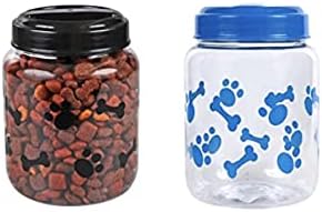Plastični hermetički zatvoreni spremnici za poslastice za mačke i pse bez BPA, set od 2 kanistera, 1 crna i 1 plava s otiskom šape