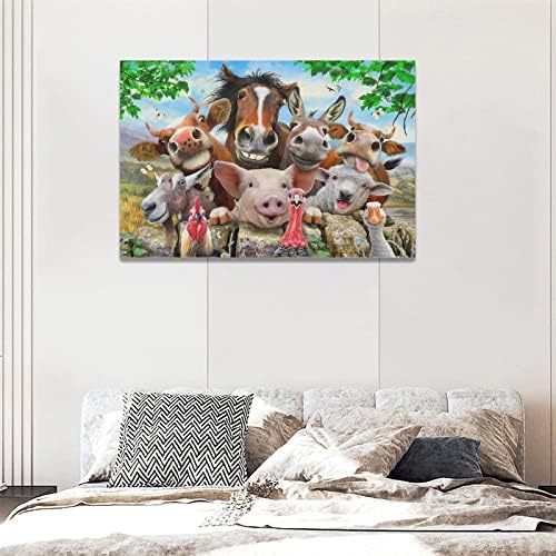 Exroozy smiješne životinje seoske kuće zidna umjetnost krava pig magarce prijatelji platno zidni dekor rustikalne farme životinje slike