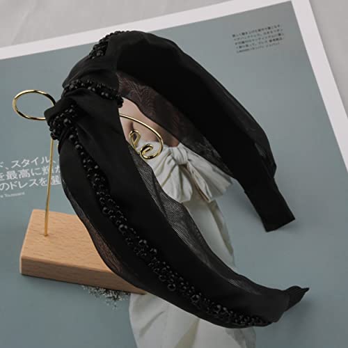 Korejska Nova čipkasta mreža s bisernim lancem i čvorom široka traka za glavu za žene i djevojke