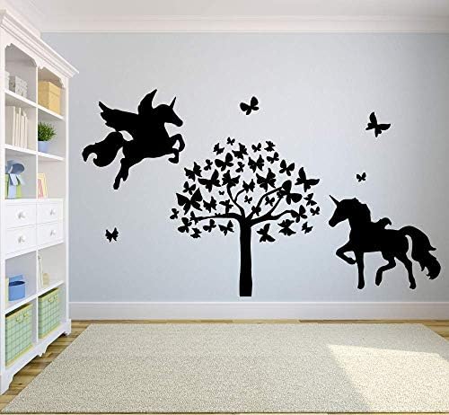 Leteći jednorog leptir stablo jednorog krila zidna naljepnica art naljepnica za djecu djevojčice Dječaci Dječaci spavaća soba soba