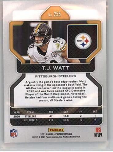 2021. PANINI PRIZM 255 T.J. Watt Pittsburgh Steelers NFL nogometna trgovačka karta