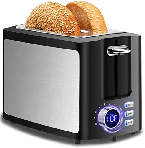 Toster sa širokim slojem za 2 kriške toster s najboljom ocjenom u Mn s LCD digitalnim odbrojavanjem i funkcijom kuhanja peciva / odmrzavanja