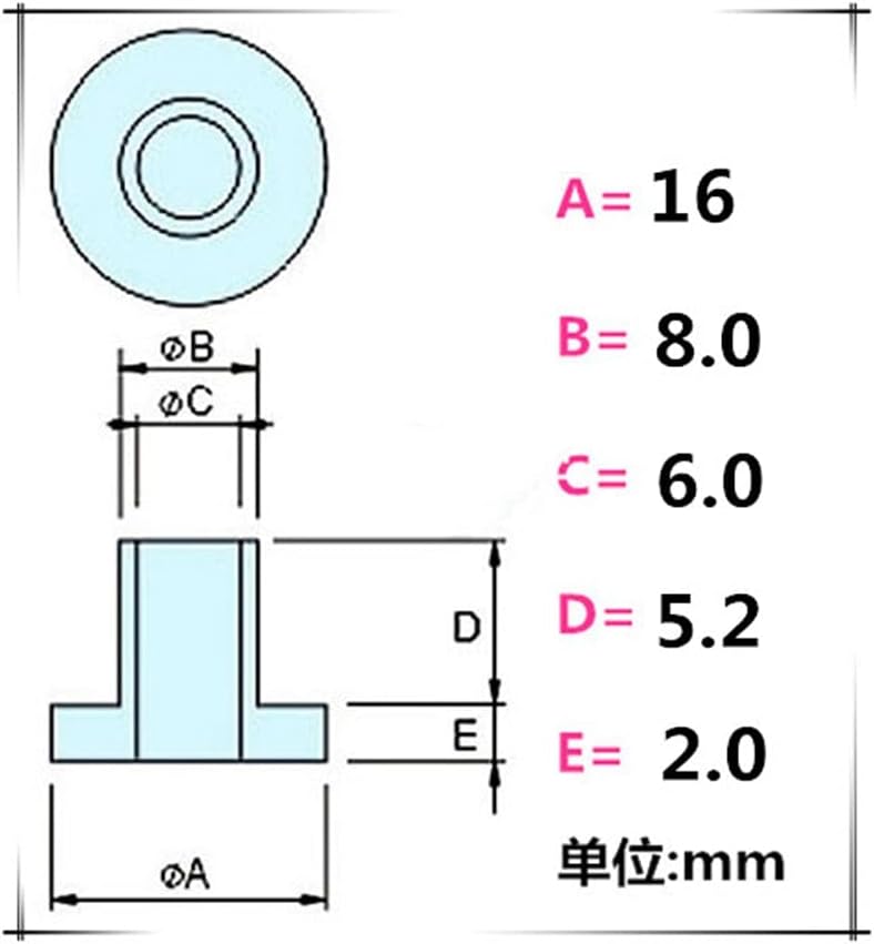50pcs 6 mm unutarnjeg promjera T-tipa izolacijske brtve najlonske plastične korake Pozica za perilice za podmetač za podmetač za podmetač