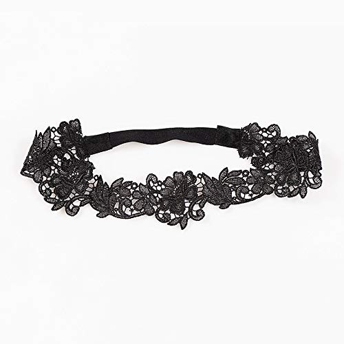 Crna čipkasta traka za glavu za djevojčice crni šuplji čipkasti vez Crna cvjetna traka za kosu 514