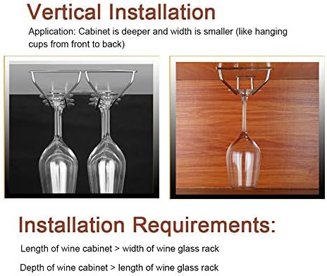 FDIT 35 cm stalak za vino od nehrđajućeg čelika, dvokrevetni čaša, držač za vinsko čašu Organizator Viseća polica za bar kućnu kuhinju