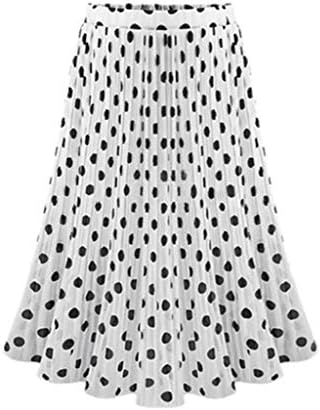 Plisirana suknja A-lista, ženske MIDI rastezljive suknje u obliku polka dot visokog struka