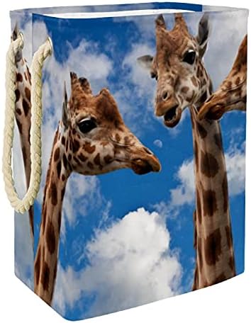 Prostrana košara za rublje s tri žirafe vodootporna sklopiva košara za odjeću organizator igračaka uređenje doma za spavaću sobu kupaonica