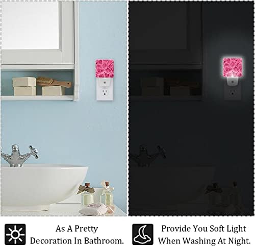 Pink Rose utikač u noćnom laganom automatskom zamračivom LED noćnim svjetlima, svijetla noćna svjetla za dječju spavaću sobu toaletne