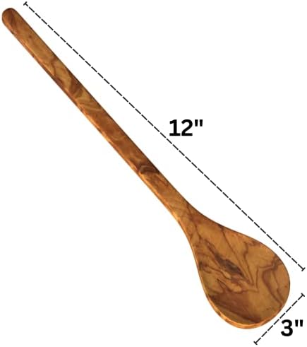 Živi rub - Ručno izrađena žlica od maslinovog drveta dugačka 12 dugačka ručka | Velika drvena žlica za kuhanje, kuhinjski pribor |