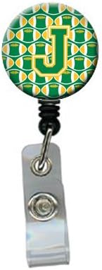 $ 1069 - $ 1069 - $ Pismo $ 1 nogometna zelena sa zlatom uvlačiva značka zavojnica, za medicinske sestre držač osobne iskaznice s kopčom