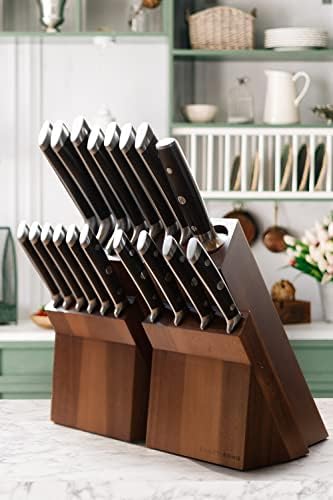 Set blokova noževa od 18 komada - serija od 18 komada-njemački čelik s visokim udjelom ugljika - stalak od bagremovog drveta - crne