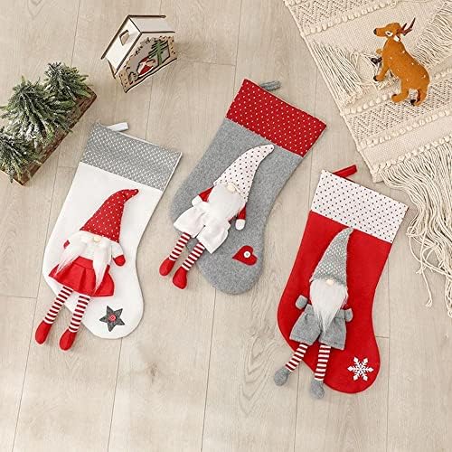 Čarape s vrećicom za čarape, slatka božićna čarapa s privjeskom, torba za slatkiše za lutku bez lica, ukrasna torba