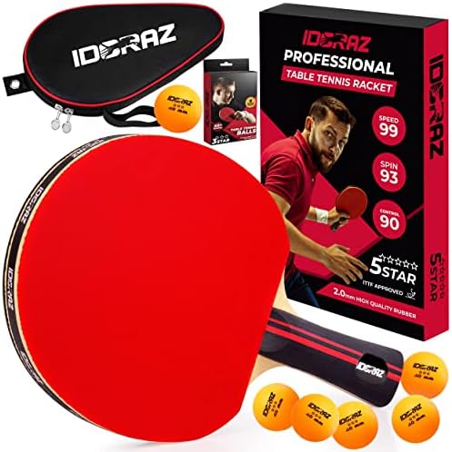 Idoraz Professional stolni teniski veslo s futrolom za nošenje i 6pack narančasto ping pong kuglice
