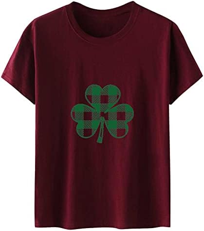 Topovi za Dan svetog Patrika, ženske praznične majice s vratom s djetelinom, Ležerne košulje kratkih rukava irskog festivala