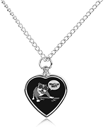 Skateboard Bulldog ljubimac urna Ogrlica personalizirani držač pepela srce privjesak uspomena spomen nakit po mjeri jedinstveni poklon
